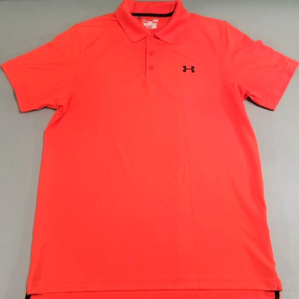 Under Armour Men's Size "L" Active Polyester Golf Polo Shirt - Orange